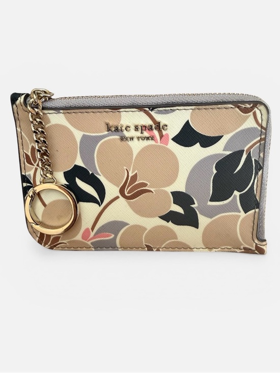 kate spade Handbags - Kate Spade Beige Multi Floral Breezy Zip Card Case with Gold Keyring